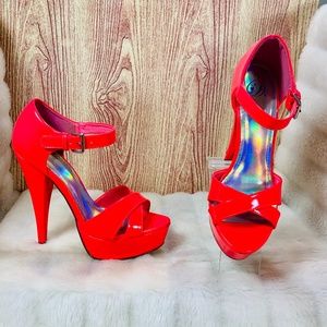 Neon Pink Platform Heels